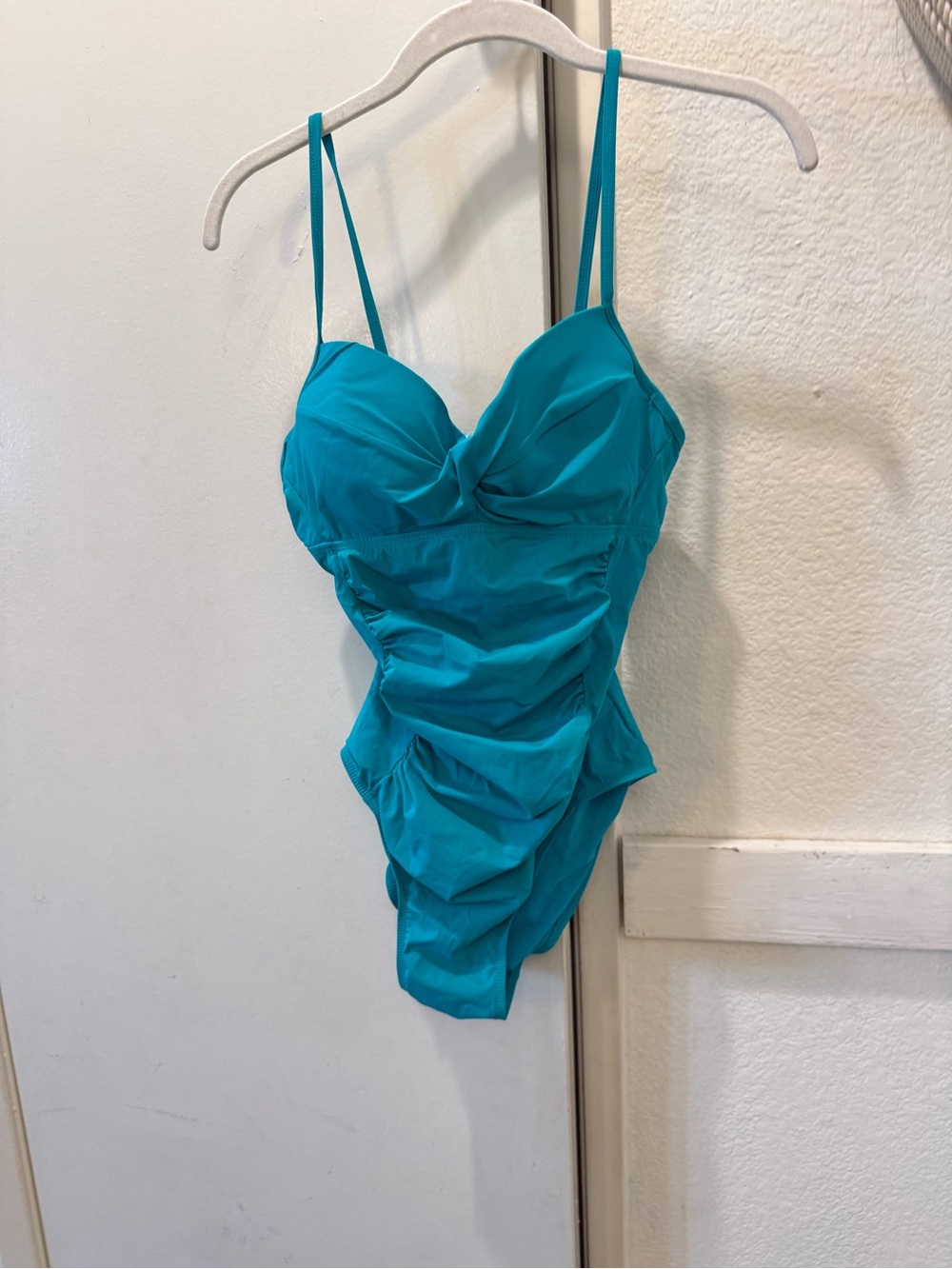 New SPANX Love Your Assets push-up Classic Teal Ruched One-Piece Swimsuit medium